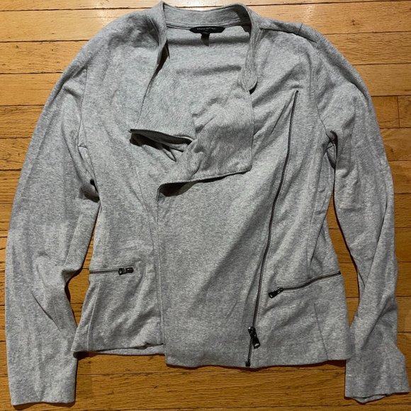 Banana Republic Asymmetrical Grey Long Sleeve Zip Fleece Jacket - Picture 1 of 13